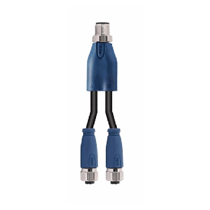 Cordon male/femelle M12Y, 3 pol., codage A IP67, 4A, non-blindé